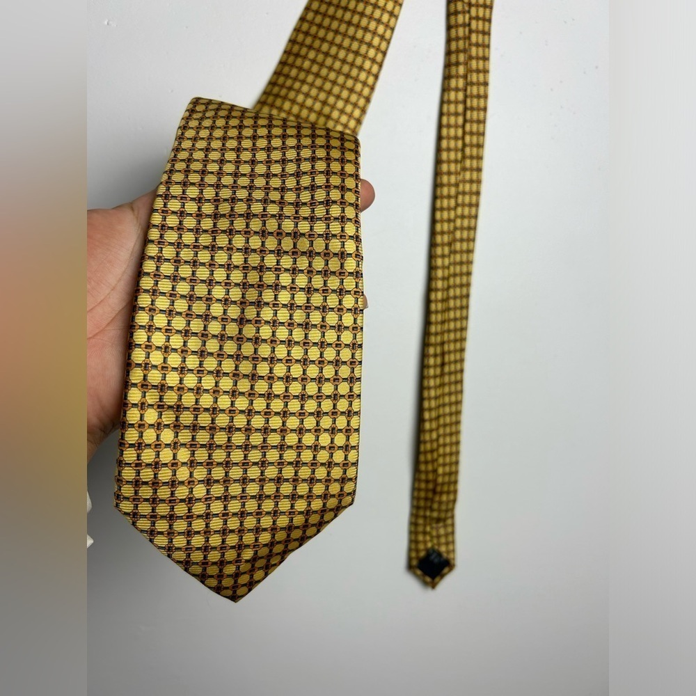 BIJOUX  TERNER 100%‎ Silk Yellow Fall Mens Formal Work Office Wear